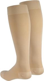 img 2 attached to 🧦 Medium NuVein Beige Knee-Length Compression Stockings, 15-20 mmHg Support for Women & Men, Closed Toe