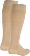 🧦 medium nuvein beige knee-length compression stockings, 15-20 mmhg support for women & men, closed toe logo