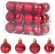 🎄 24 red christmas hanging balls (1.18 inches) - festive christmas tree ornaments & party decorations logo