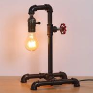 🔥 haitral retro table lamp - industrial steam punk style, rustic bronze metal lighting with red valve - ideal for bedside, living room, office, café, store, and pub decor (bulb not included) логотип