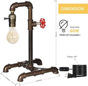 img 1 attached to 🔥 Haitral Retro Table Lamp - Industrial Steam Punk Style, Rustic Bronze Metal Lighting with Red Valve - Ideal for Bedside, Living Room, Office, Café, Store, and Pub Decor (Bulb Not Included)