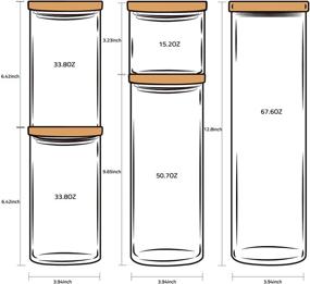 img 3 attached to 🍶 Glass Jars with Bamboo Lids, Glass Food Storage Containers with Wood Lids for Pantry Organization, Glass Canister Sets with Wooden Lid for Kitchen Storage, 5 Pack Glass Pantry Storage Jars with Stackable Airtight Lids