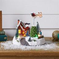 🎅 lights4fun, inc. battery operated led christmas village decoration with rotating santa & sleigh логотип