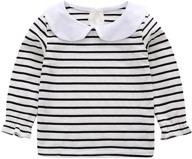 👚 solid color long sleeve doll collar t-shirt top bottom for baby girls kids logo