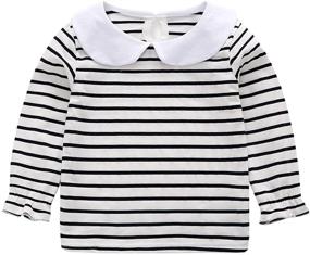 img 1 attached to 👚 Solid Color Long Sleeve Doll Collar T-Shirt Top Bottom for Baby Girls Kids