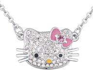 🎀 stylish white gold plated hello kitty bow tie pendant necklace for girls - dazzling multi-color cubic zirconia fashion jewelry logo