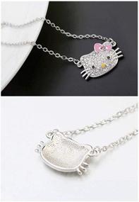 img 1 attached to 🎀 Stylish White Gold Plated Hello Kitty Bow Tie Pendant Necklace for Girls - Dazzling Multi-Color Cubic Zirconia Fashion Jewelry