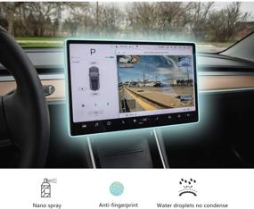 img 3 attached to 📱 Защитное стекло Apevo для экранов Tesla Model Y и Model 3: нерушимое закаленное стекло с защитой от царапин, водонепроницаемым слоем, олеофобным покрытием, антибликовым эффектом.