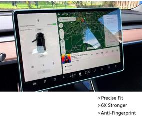 img 2 attached to 📱 Защитное стекло Apevo для экранов Tesla Model Y и Model 3: нерушимое закаленное стекло с защитой от царапин, водонепроницаемым слоем, олеофобным покрытием, антибликовым эффектом.