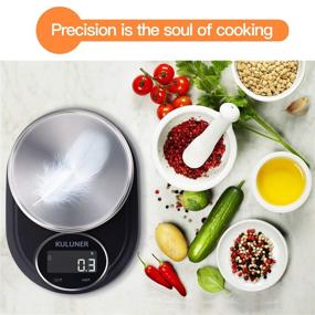 img 2 attached to 🍽️ KULUNER Digital Food Scale 5000g/0.1g - Multifunctional High Precision Kitchen Scale with Stainless Steel Design and HD & LCD Display - Ideal for Baking and Cooking – Includes Batteries!