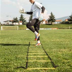 img 2 attached to 🏋️ POWER GUIDANCE 20ft Agility Ladder for Speed Training &amp; Footwork Exercise - 12 Plastic Rungs, 4 Pegs, Carry Bag &amp; 10 Sports Cones