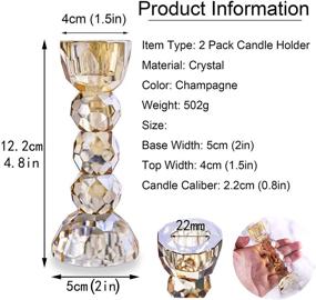 img 3 attached to 🕯️ QF Set of 2 Crystal Glass Candle Holders for Table Decoration - Ideal for Christmas and Home Décor (Champagne Color)