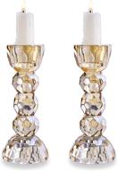 🕯️ qf set of 2 crystal glass candle holders for table decoration - ideal for christmas and home décor (champagne color) logo