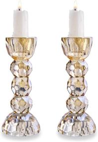 img 4 attached to 🕯️ QF Set of 2 Crystal Glass Candle Holders for Table Decoration - Ideal for Christmas and Home Décor (Champagne Color)