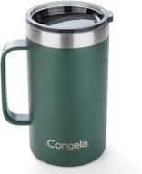 congela gifts for dad fathers day: 22oz green stainless steel insulated coffee mug with handle - large size vacuum tea cup with tritan lid for hot and cold drinks логотип