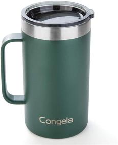 img 4 attached to Congela Gifts for Dad Fathers Day: 22oz Green Stainless Steel Insulated Coffee Mug with Handle - Large Size Vacuum Tea Cup with Tritan Lid for Hot and Cold Drinks