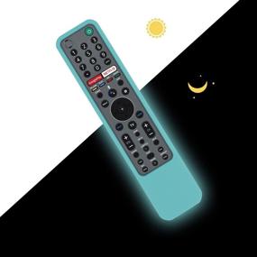 img 3 attached to Protective Silicone Remote Case For Sony RMF-TX600U RMF-TX500U RMF-TX500E RMF-TX600E Smart Voice Remote Controller Washable Anti-Lost Remote Cover With Loop (Glow In Dark Blue)