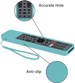 img 1 attached to Protective Silicone Remote Case For Sony RMF-TX600U RMF-TX500U RMF-TX500E RMF-TX600E Smart Voice Remote Controller Washable Anti-Lost Remote Cover With Loop (Glow In Dark Blue)