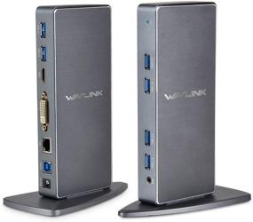 img 1 attached to 🔌 Wavlink USB 3.0 Universal Docking Station: Dual Video Monitors, HDMI, DVI, VGA, Gigabit Ethernet, Audio, 4USB 3.0 & 2 USB-C Ports