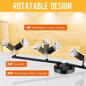 img 2 attached to HurYEE Track Lighting Kit, 4-Head Foldable Ceiling Spot Light with GU10 Socket for Kitchen Hallway Bedroom Directional Accent Lamp Fixture