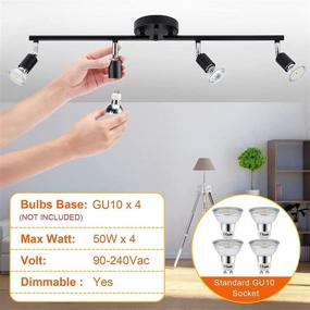 img 1 attached to HurYEE Track Lighting Kit, 4-Head Foldable Ceiling Spot Light with GU10 Socket for Kitchen Hallway Bedroom Directional Accent Lamp Fixture