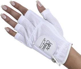 img 1 attached to 🧤 White Medium LH Lady Classic Cabretta Half Finger Golf Glove