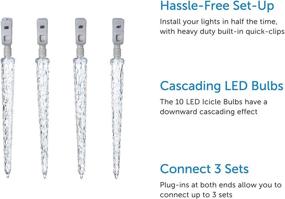 img 3 attached to 🎄 NOMA LED Quick-Clip Cascading Shooting Star Icicle Christmas Lights: 10 Pure White Bulbs, 12.6 Ft. Strand