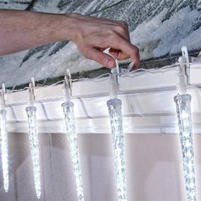 img 2 attached to 🎄 NOMA LED Quick-Clip Cascading Shooting Star Icicle Christmas Lights: 10 Pure White Bulbs, 12.6 Ft. Strand