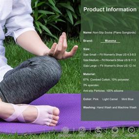 img 2 attached to Muezna Women's Non Slip Toeless Yoga Socks - Anti-Skid Pilates, Barre, Ballet, Bikram Workout Socks with Grips