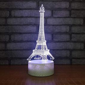 img 3 attached to 🗼 3D Eiffel Tower LED Night Light - Vibrant 16 Colors, Touch Switch, USB Cable - Perfect for Christmas, Birthdays, Home Decor, and Kids Toys