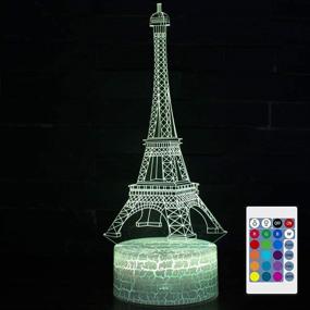 img 4 attached to 🗼 3D Eiffel Tower LED Night Light - Vibrant 16 Colors, Touch Switch, USB Cable - Perfect for Christmas, Birthdays, Home Decor, and Kids Toys