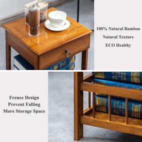 img 1 attached to 🎋 Versatile Bamboo Side Table: 2-Tier Bedside Couch Sofa Chairside End Table with Drawer - Multipurpose Home Furniture