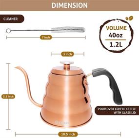 img 1 attached to OPUX Copper Gooseneck Pour Over Kettle with Thermometer and Long Spout - Stainless Steel Stovetop Tea and Coffee Brew Pot for Exact Temperature Brewing, 40 fl oz