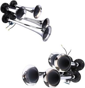 img 2 attached to 150DB Train Air Horn Kit - Loud 4 Trumpet Train Horns for Trucks, Cars, Boats, Vans - 12V Vehicle Accessory with 120PSI Air Compressor (Black)