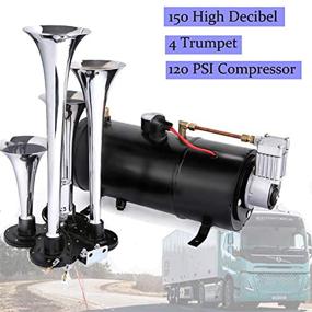img 3 attached to 150DB Train Air Horn Kit - Loud 4 Trumpet Train Horns for Trucks, Cars, Boats, Vans - 12V Vehicle Accessory with 120PSI Air Compressor (Black)