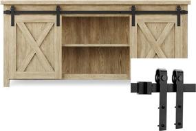 img 4 attached to 🚪 Enhanced EaseLife 5 FT Cabinet Mini Sliding Double Barn Door Hardware Track Kit: Simple Installation, Smooth and Quiet Operation, Ideal for Storage Window, TV Stand, and Shielding Applications (No Cabinet)