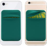 arlgseln neoprene cell phone card holder: stick-on wallet for iphone 13 pro max, samsung s21 ultra, and lg - green logo