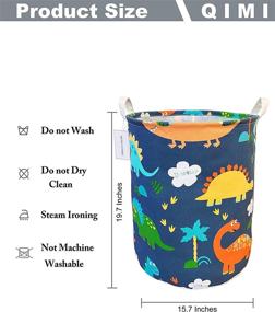 img 3 attached to 🦕 QIMI Canvas Laundry Basket Organizer – Toy Box, Gift Baskets, Nursery Hamper (Blue Dinosaur)