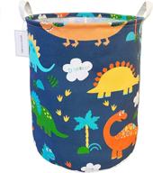 🦕 qimi canvas laundry basket organizer – toy box, gift baskets, nursery hamper (blue dinosaur) логотип