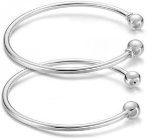 img 1 attached to 💍 BENECREAT 16PCS/Set Silver Ball Closure Adjustable Wire Blank Bracelet - Expandable Bangle for DIY Jewelry Making, 2.4 Inches