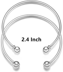 img 2 attached to 💍 BENECREAT 16PCS/Set Silver Ball Closure Adjustable Wire Blank Bracelet - Expandable Bangle for DIY Jewelry Making, 2.4 Inches