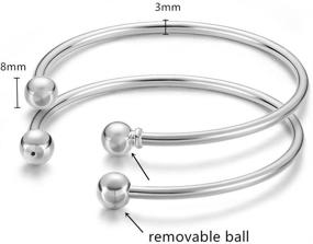 img 3 attached to 💍 BENECREAT 16PCS/Set Silver Ball Closure Adjustable Wire Blank Bracelet - Expandable Bangle for DIY Jewelry Making, 2.4 Inches