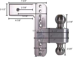 img 1 attached to 🚚 Weigh Safe LTB8-2.5, 8-Inch Drop 180 Hitch with 2.5-Inch Shank/Shaft, Adjustable Aluminum Trailer Hitch and Ball Mount, Stainless Steel Combo Ball (2-Inch and 2-5/16-Inch) with Double-pin Key Lock