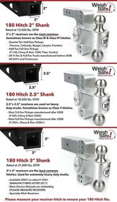 img 2 attached to 🚚 Weigh Safe LTB8-2.5, 8-Inch Drop 180 Hitch with 2.5-Inch Shank/Shaft, Adjustable Aluminum Trailer Hitch and Ball Mount, Stainless Steel Combo Ball (2-Inch and 2-5/16-Inch) with Double-pin Key Lock