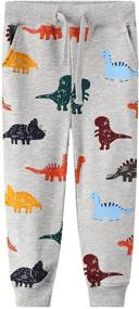 img 2 attached to 🦖 LOKTARC Dinosaur Boys' Clothing: Toddler Drawstring Sweatpants for Pants