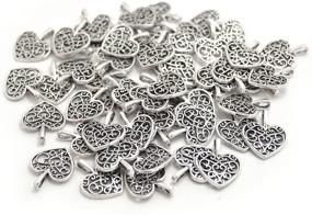 img 2 attached to 📿 Yansanido Pack of 100 Alloy Antique Lovely Fashion Mini Love Heart Charms Pendants for Bracelet & Necklace Making - 100pcs, 15x16mm