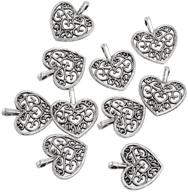 📿 yansanido pack of 100 alloy antique lovely fashion mini love heart charms pendants for bracelet & necklace making - 100pcs, 15x16mm logo