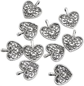 img 4 attached to 📿 Yansanido Pack of 100 Alloy Antique Lovely Fashion Mini Love Heart Charms Pendants for Bracelet & Necklace Making - 100pcs, 15x16mm