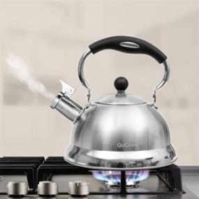 img 1 attached to 🍵 QuCrow 3 Quart Silver Whistling Tea Kettle with Heat-Proof Handle - Premium Stainless Steel Teapot for Stovetops