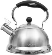 🍵 qucrow 3 quart silver whistling tea kettle with heat-proof handle - premium stainless steel teapot for stovetops логотип